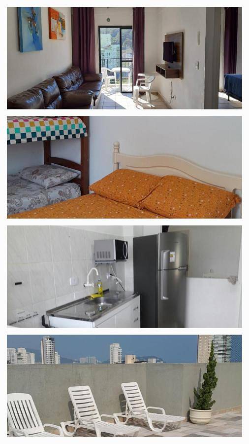 Casas e apartamentos de temporada para 6 pessoas, com piscina e vista e ainda jardim em Praia da Enseada (Guarujá)