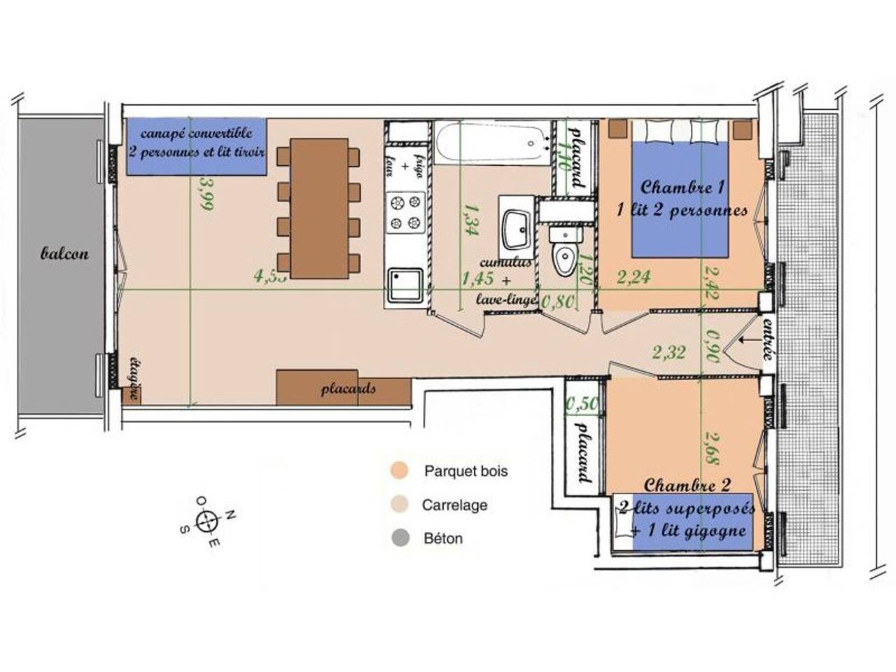 Appartement entier, Appartement 3 pièces, proche pistes, Les Saisies, 8 pers. in Les Saisies, Région d'Albertville