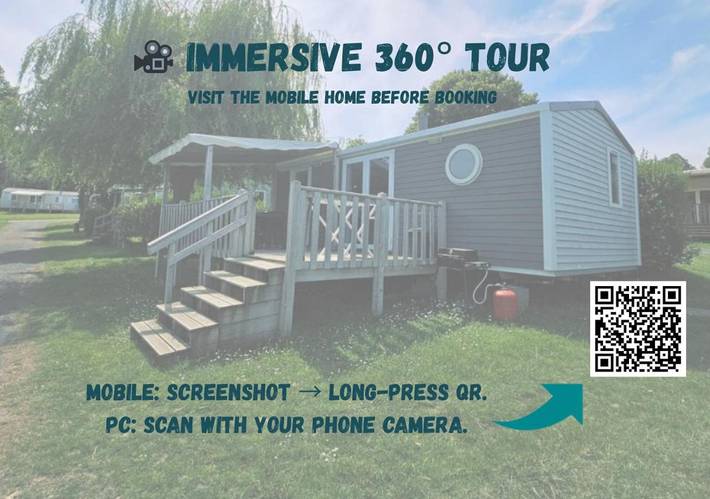 Camping pour 4 personnes, avec piscine et bassin pour enfant ainsi que terrasse et jacuzzi