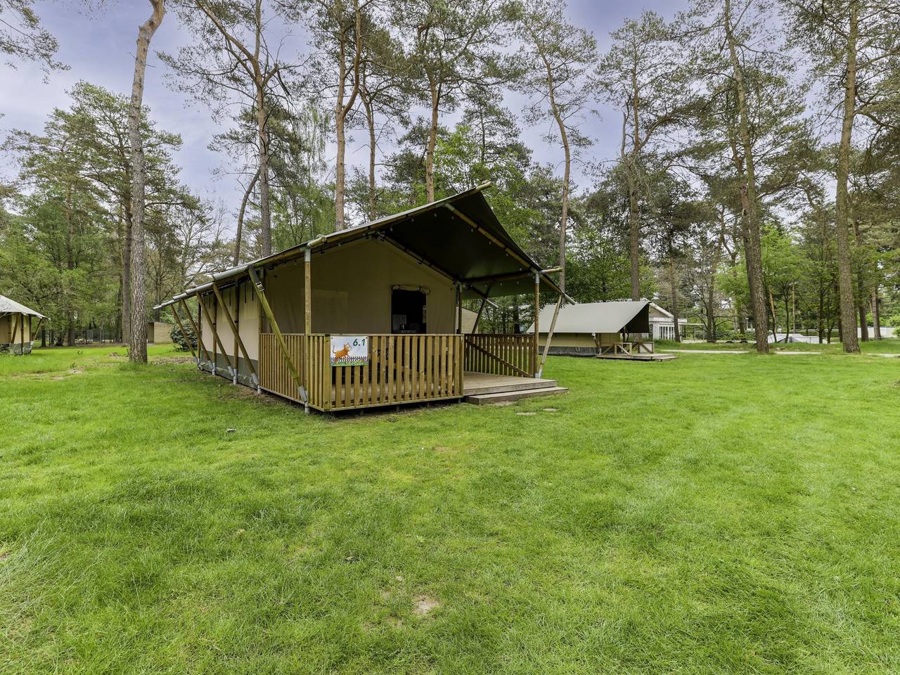 Spannzelt auf schone Campingplatz mit Schwimmbad in Nordbrabant