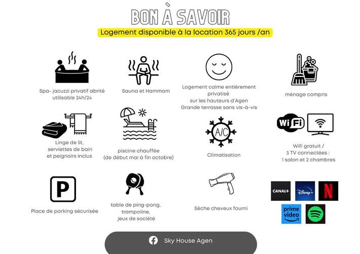 Gîte pour 4 personnes, avec vue et sauna ainsi que piscine et terrasse, animaux acceptés à Agen - 4