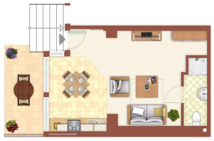 Ferienwohnung für 2 Personen, mit Terrasse und Meerblick in Warnemünde - 2