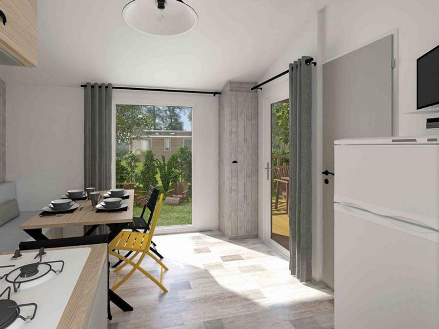 Flower Camping Les Paillotes en Ardeche - Mobilhome 7 personas - Mobil-home 30m² Confort (2camas - 5/7pers.) + Climatización + Terraza cubierta in Ruoms, Ardèche