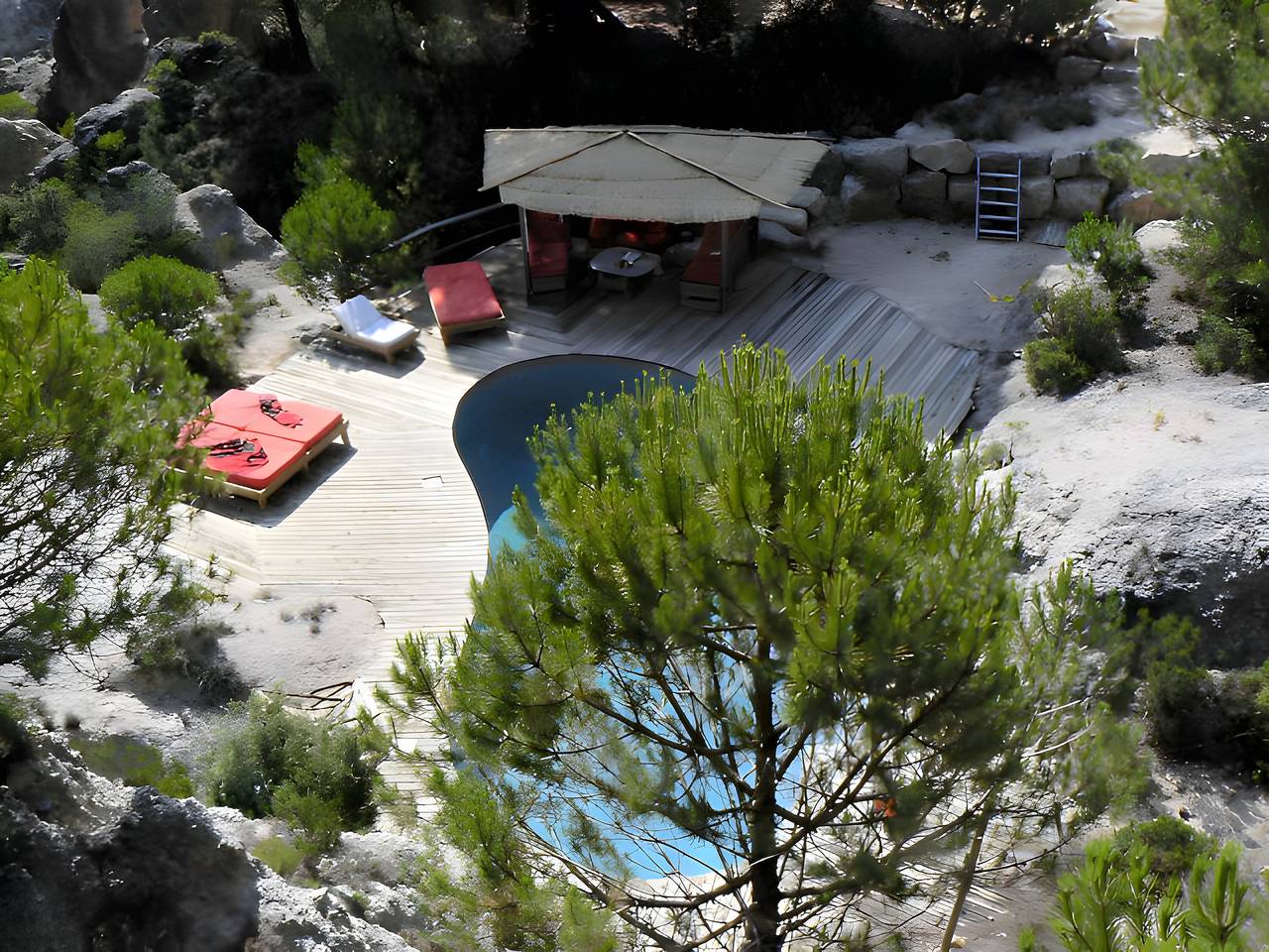 Casa rural 'Le Sabel - Habitación Azul' con vistas a la montaña y piscina compartida in Mourèze, Región de Lodève