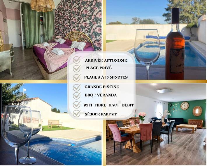 Location de vacances pour 8 personnes, avec piscine et jardin à Coursan