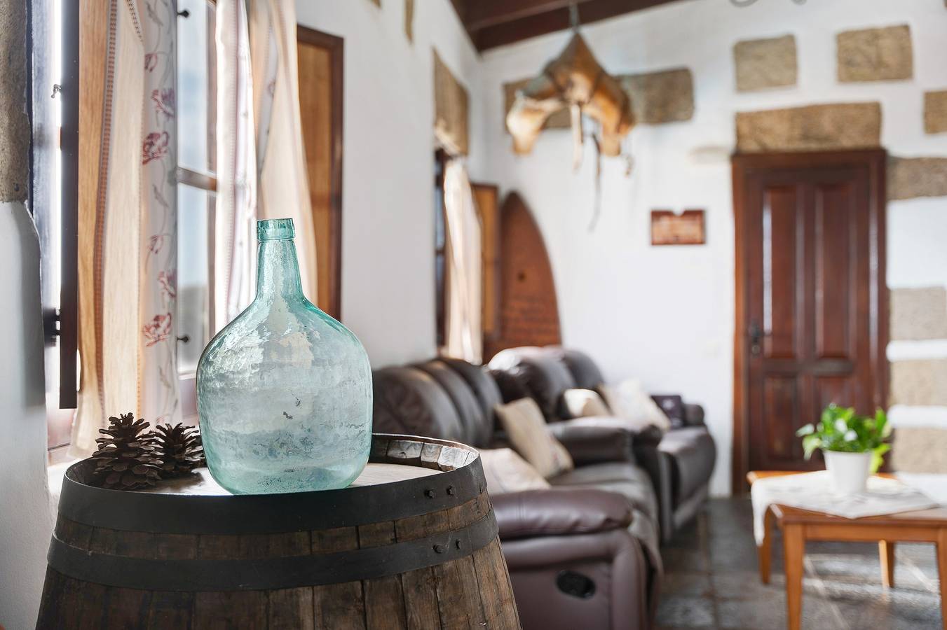 Landhaus "Biofinca Las Dulces Casa La Cuadra" mit Meerblick, gemeinsamem beheiztem Pool und Wlan in Guía de Isora, Teneriffa Süd