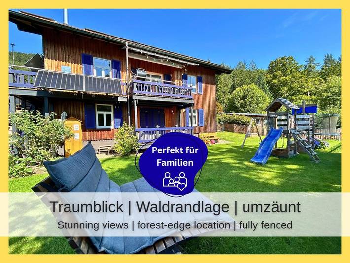Ferienwohnung für 4 Personen, mit Balkon und Terrasse sowie Garten und Ausblick in Bad Wildbad