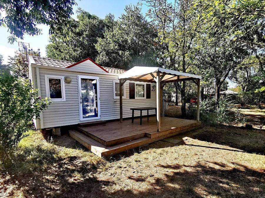 Camping Les Hortensias - Mobilheim 4 personen - Mobil-Home 2 Zimmer Clim (en Sonntag Juli/August) in Rosières (Ardèche), Parc naturel régional des Monts d'Ardèche