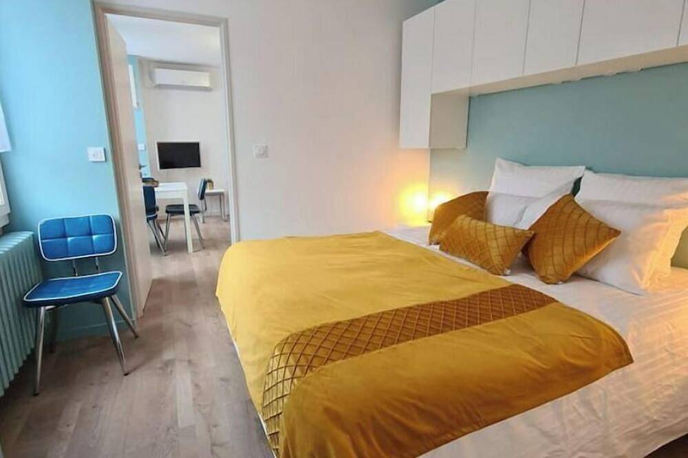 Ganze Wohnung, App*** 2/4 people \"Pop\" 🌈 ☀️ Air-conditioned with garden in Lons-le-Saunier, Jura