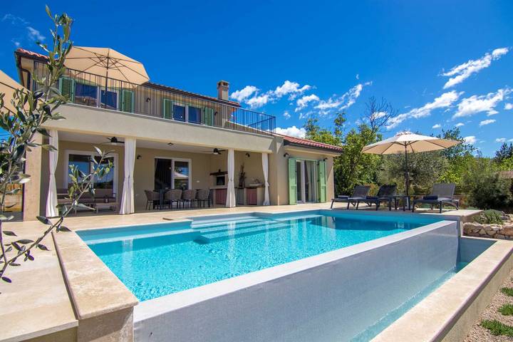 Villa pour 8 personnes, avec jardin ainsi que piscine et vue à Klimno