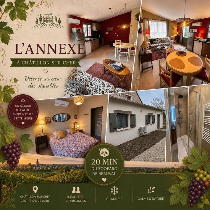 Location de vacances pour 2 personnes, avec jardin et terrasse à Châtillon-sur-Cher