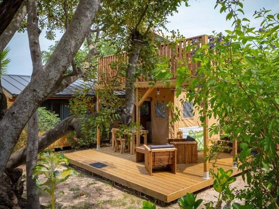 Camping L'Orangeraie - Camping Paradis - Tienda de lona y madera 2 personas - Luna Lodge 1dormitorio 2pers in Cálig, Costa del Azahar