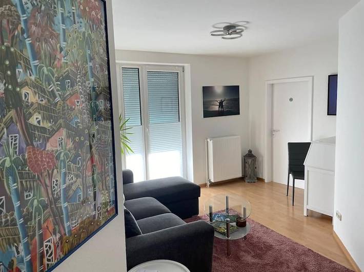 Ferienwohnung für 3 Personen, mit Balkon und Garten sowie Ausblick