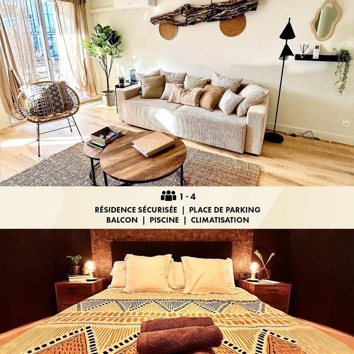 Gîte pour 4 personnes, avec vue ainsi que jardin et piscine à L'Isle-d'Abeau