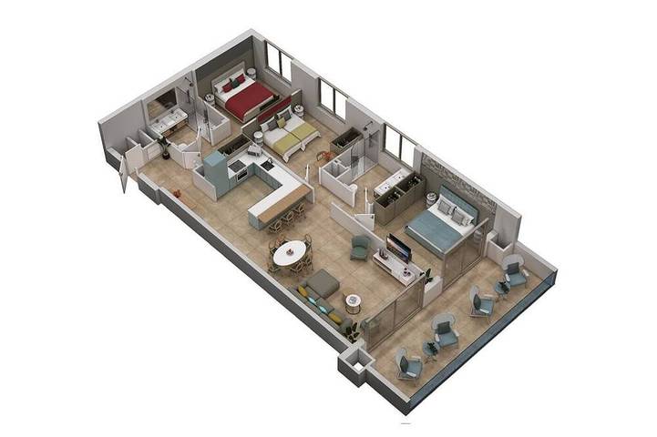 Vakantieappartement voor 7 personen, met balkon en zwembad in La Caleta
