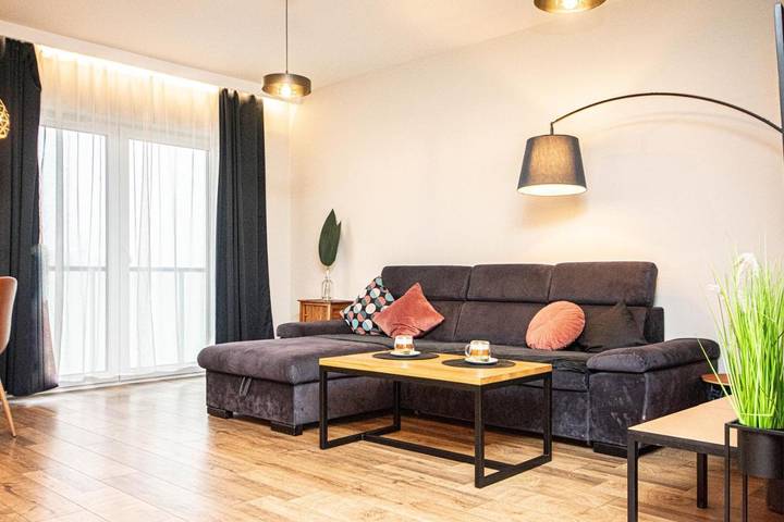 Appartement de vacances pour 4 personnes, avec Balcon et Terrasse ainsi que Vue sur le lac et Vue à Piła