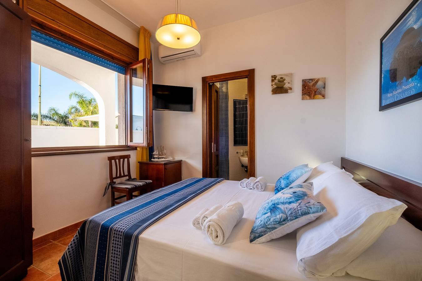 Zimmer Sarago – Le Chele mit Meerblick, Wlan und Klimaanlage in Porto Cesareo, Golf von Tarent
