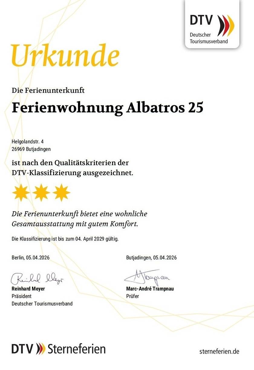 Ganze Ferienwohnung, Albatros Komfort-Sterne-Appartment 025 mit Wlan, Balkon + Tiefgarage  in Tossens, Nordsee, ggü. Center Parcs in Tossens, Butjadingen