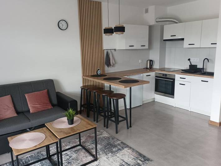 Apartament wakacyjny dla 3 osób, z ogród i widok oraz balkon w Chmielno