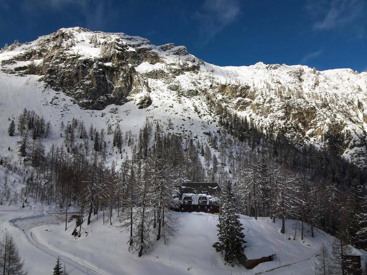 Erjavčeva mountain hut at Vršič pass in Kranjska Gora, Triglav Nationalpark