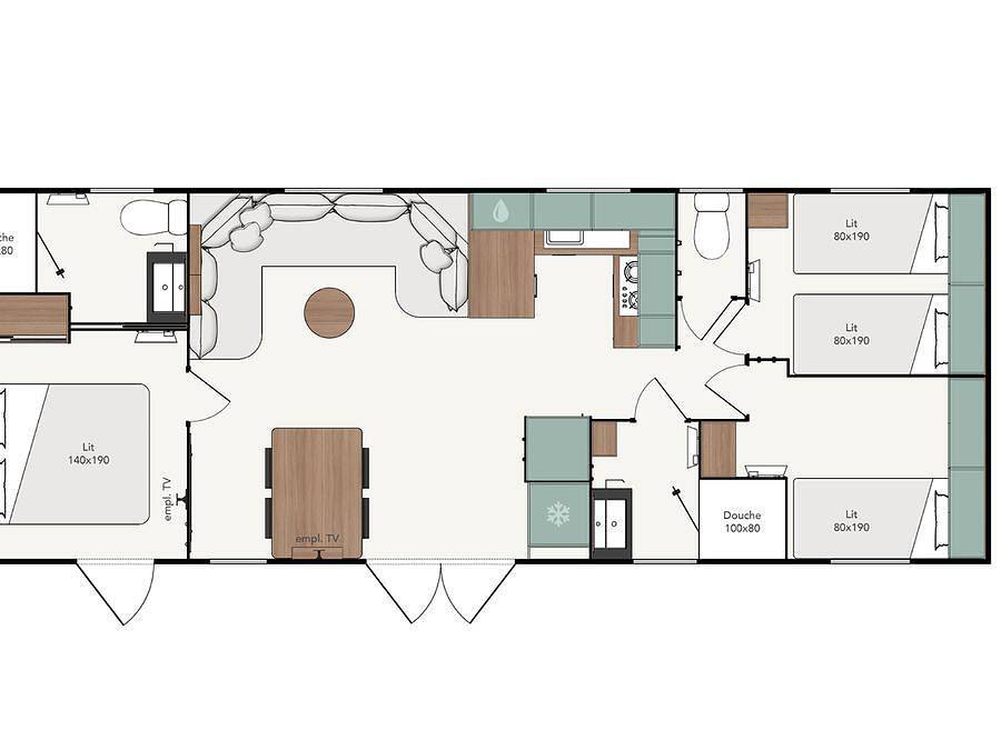 Lodges de Blois Chambord - Mobilheim 6 personen - Cottage Privilège 40m2 (3 Zimmer, 2 Bäder) +Klimaanlage + Terrasse in Mont-près-Chambord, Sologne