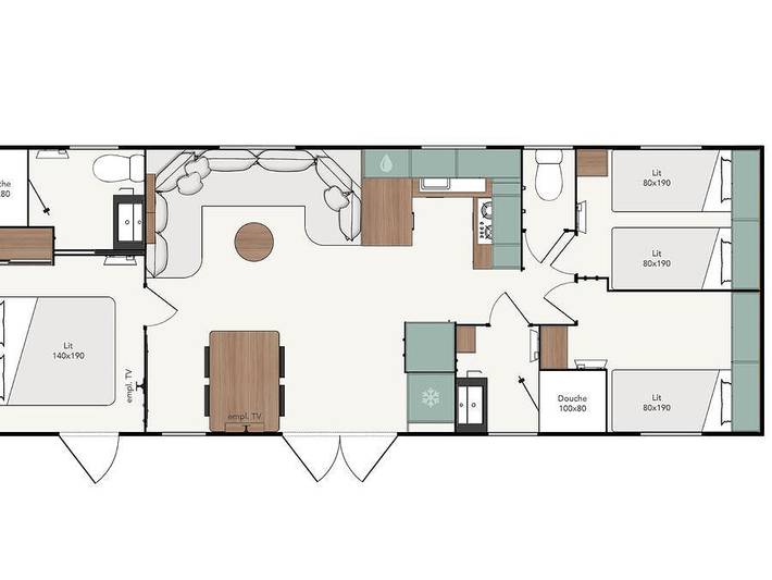 Lodges de Blois Chambord - Mobilheim 6 personen - Cottage Privilège 40m2 (3 Zimmer, 2 Bäder) +Klimaanlage + Terrasse in Mont-près-Chambord, Sologne