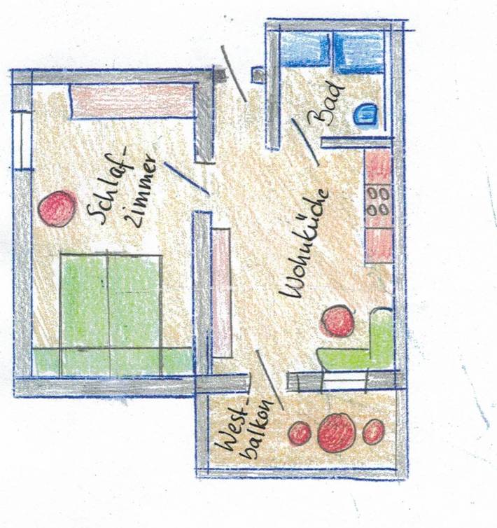 Ferienwohnung für 3 Personen, mit Balkon und Garten sowie Sauna in Rubi - 3