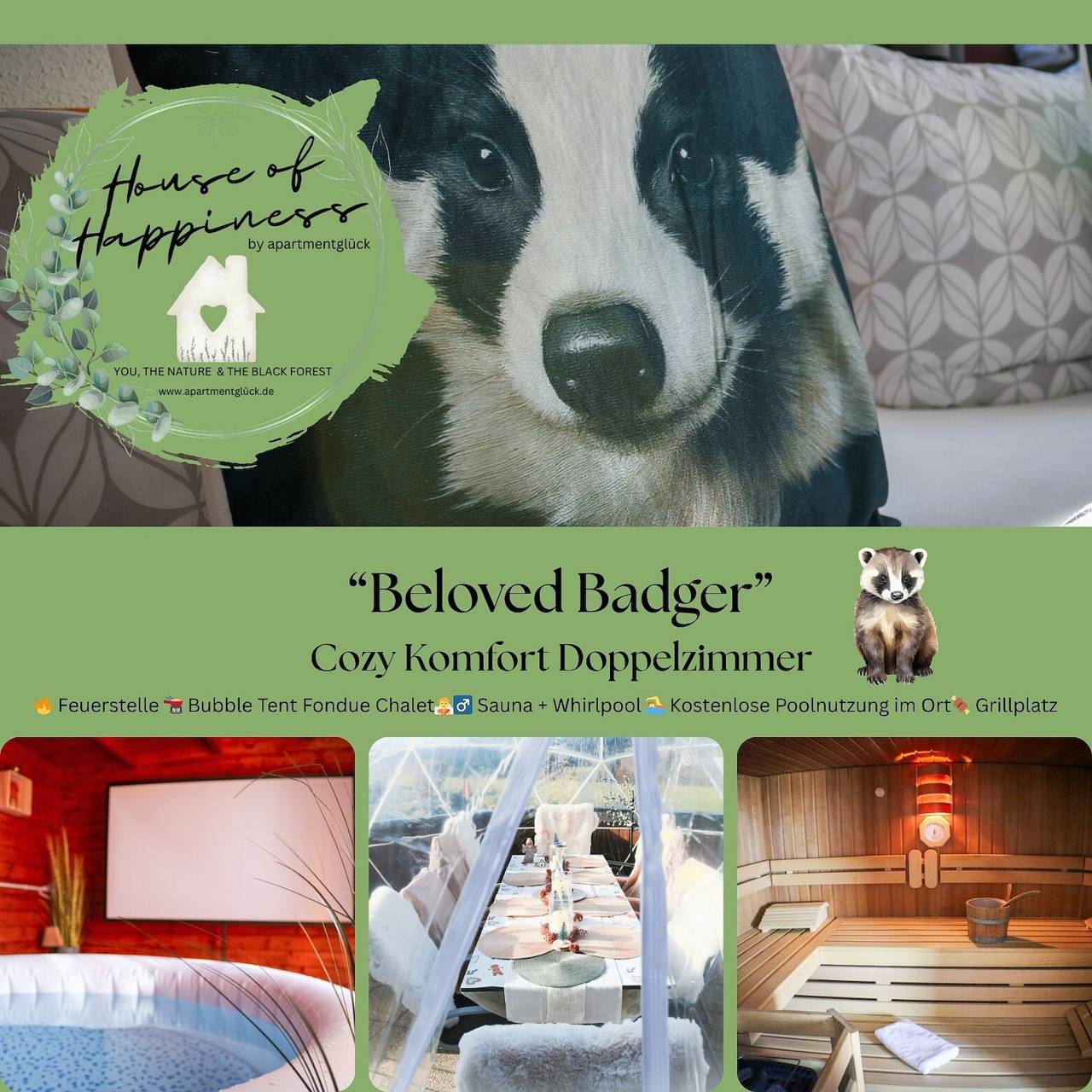 Beloved Badger - Komfort Doppelzimmer mit Premiumbalkon und Aussicht ins Grüne in Schluchsee, Südschwarzwald