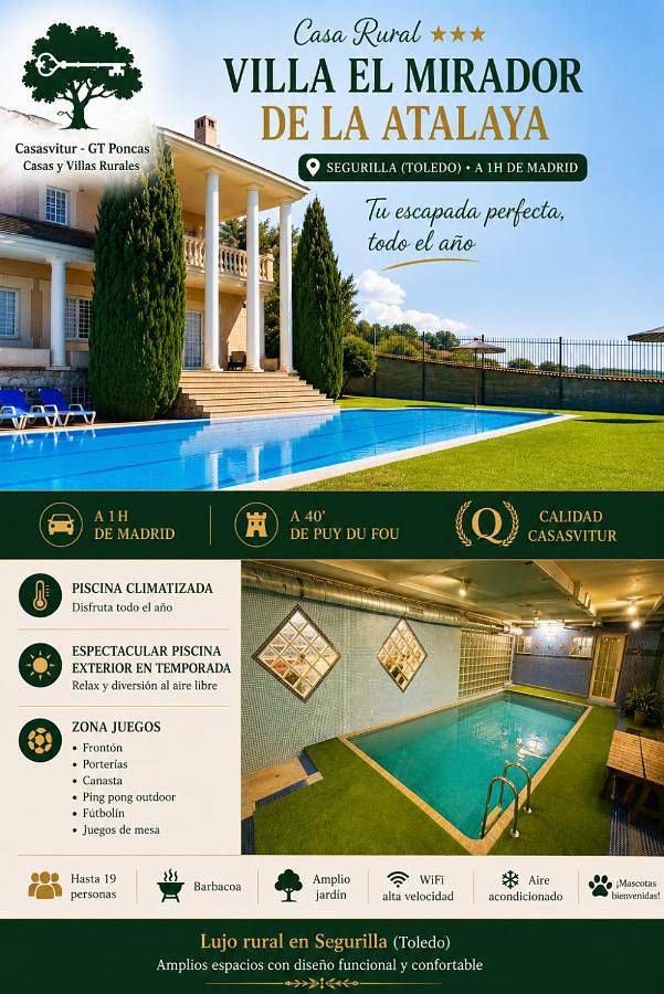 Casa rural para 19 personas, con Balcón y Terraza además de Jardín y Piscina en Sotillo de las Palomas