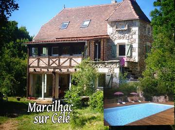 Gîte pour 10 personnes, avec terrasse ainsi que jardin et piscine, animaux acceptés à Marcilhac-sur-Célé