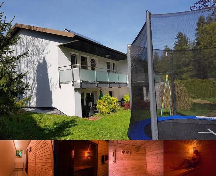 Appartement de vacances pour 5 personnes, avec sauna ainsi que jardin et vue, animaux acceptés