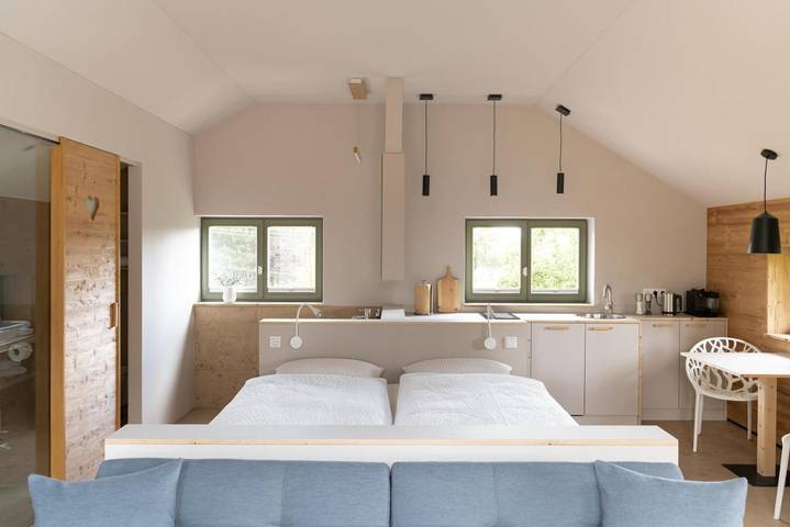 Ferienwohnung für 4 Personen, mit Terrasse und Garten sowie Sauna und Ausblick
