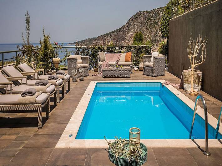 Location de vacances pour 4 personnes, avec Vue sur l’océan ainsi que Balcon et Terrasse dans Άσος - 2