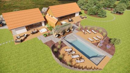 Gîte pour 4 personnes, avec jacuzzi et sauna ainsi que piscine et jardin à La Chapelle-devant-Bruyères