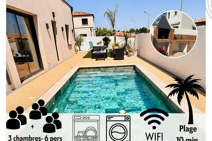 Villa pour 6 personnes, avec Balcon et Jardin
