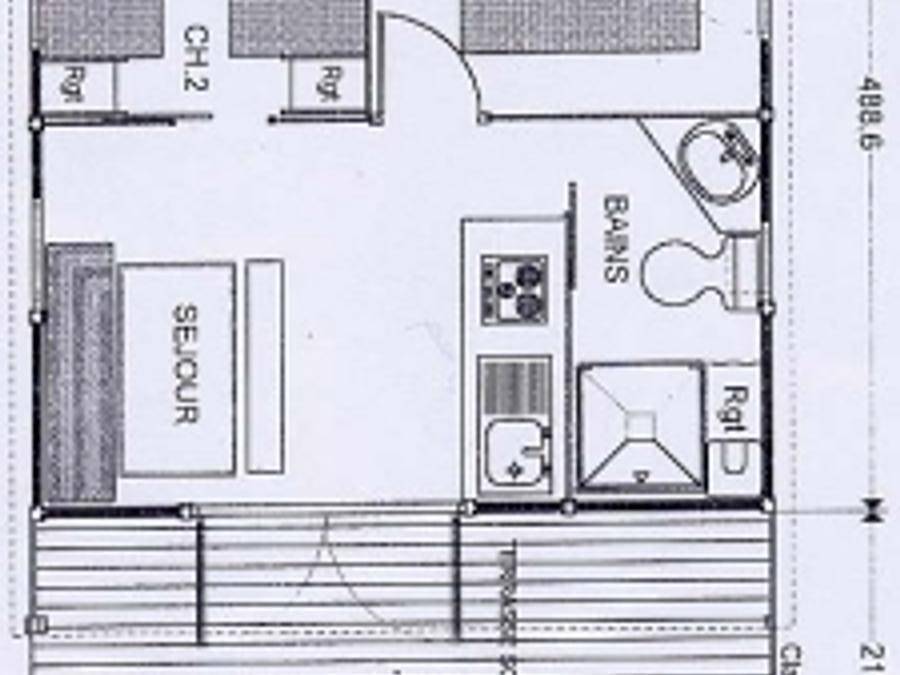 Camping Flower La Pibola - Chalet 5 personen - Chalet Figuier Standard 20m² - 2 Zimmer + Überdachte Terrasse - 5 pers. in Camon, Ariège