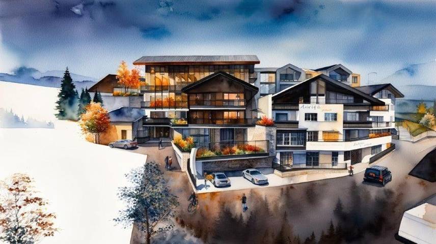 Ferienwohnung für 9 Personen, mit Balkon und Kinderpool sowie Pool und Sauna