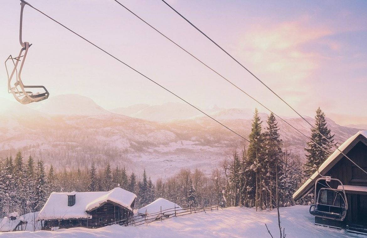 Tømmerhytte ved skiheisen i Hemsedal in Hemsedal by, Hemsedal 