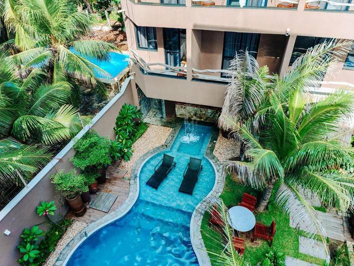 Pousadas para 2 pessoas, com terraço e vista e ainda piscina and jardim em Fortaleza