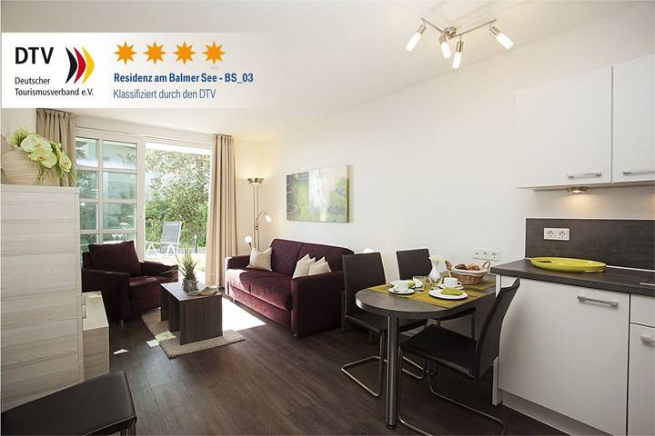 Ferienwohnung für 3 Personen, mit Terrasse und Sauna sowie Seeblick in Benz