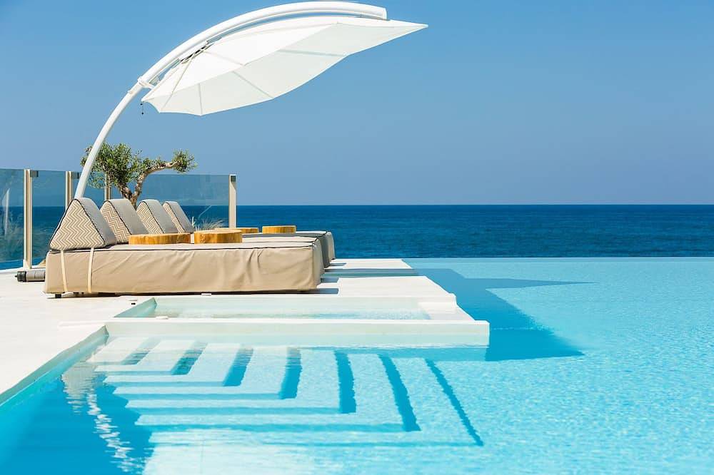 La Casa di Mare, Luxusvilla am Strand! Privater Pool, Whirlpool und Sauna! in Skaleta, Rethymno und Umgebung