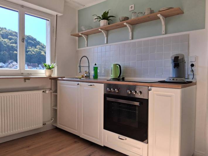 Ferienwohnung für 2 Personen, mit Balkon und Terrasse sowie Garten und Ausblick