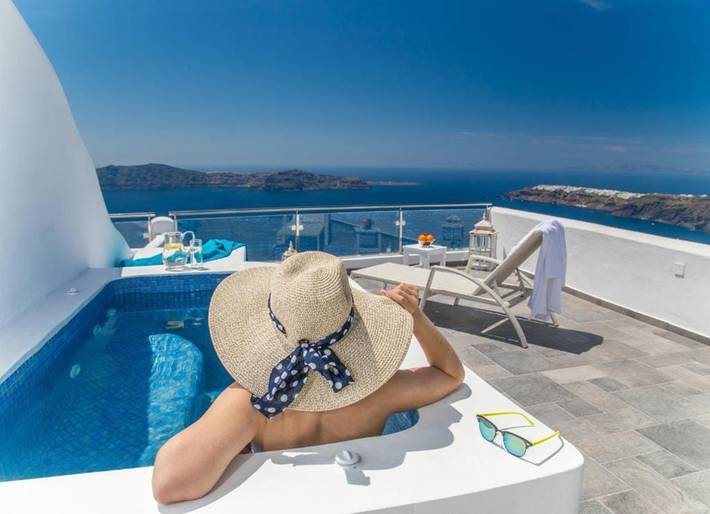 Casa de vacaciones para 2 personas, con Vistas al mar además de Balcón y Terraza en Imerovigli