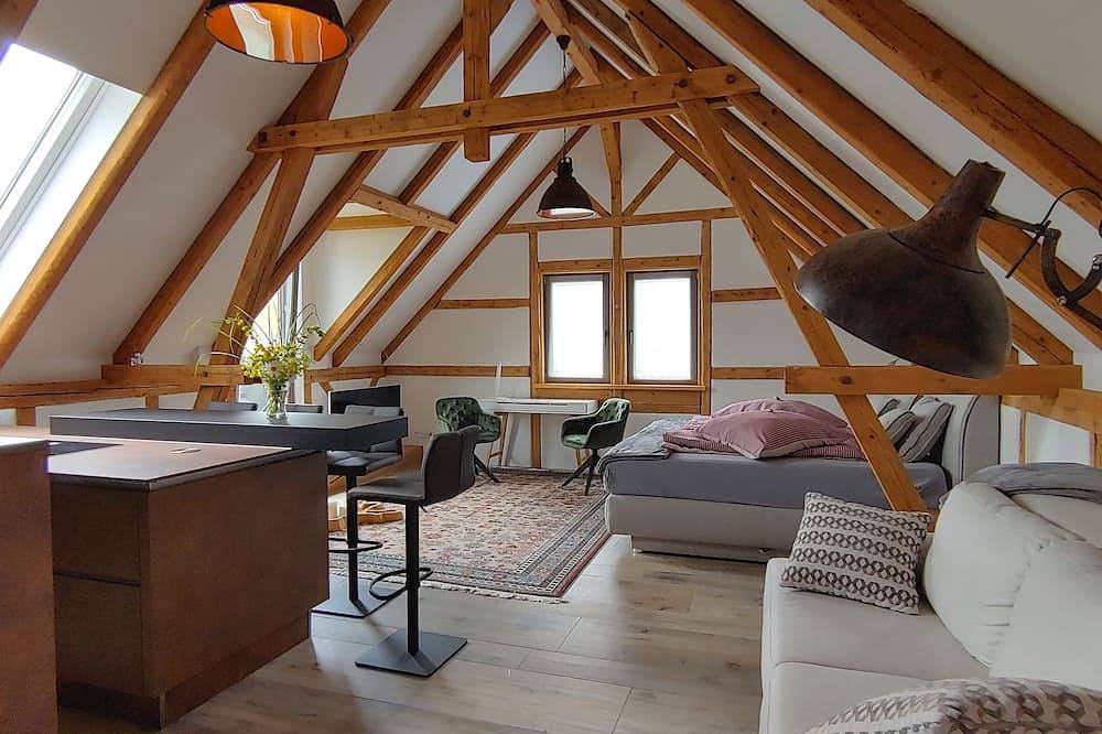 Ganze Wohnung, Exclusive Studiowohnung mit Dachterrasse und Vesteblick im Cortendorfer Stadel in Coburg, Oberes Maintal - Coburger Land