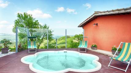 Cottage pour 3 personnes, avec piscine ainsi que terrasse et jardin, animaux acceptés à Sant'Angelo in Vado