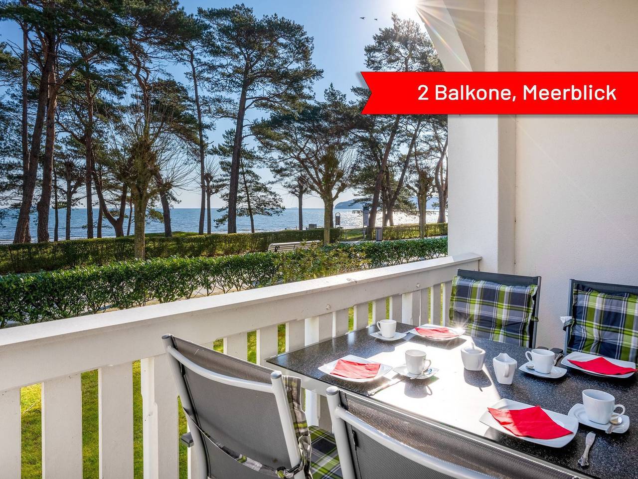 Ganze Ferienwohnung, Villa Strandidyll, Apartment 4, 2 Balkone mit Meerblick in Ostseebad Binz, Binz