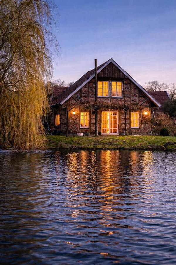 Ferienhaus für 3 Personen, mit Garten und Ausblick sowie Seeblick, mit Haustier im Münsterland