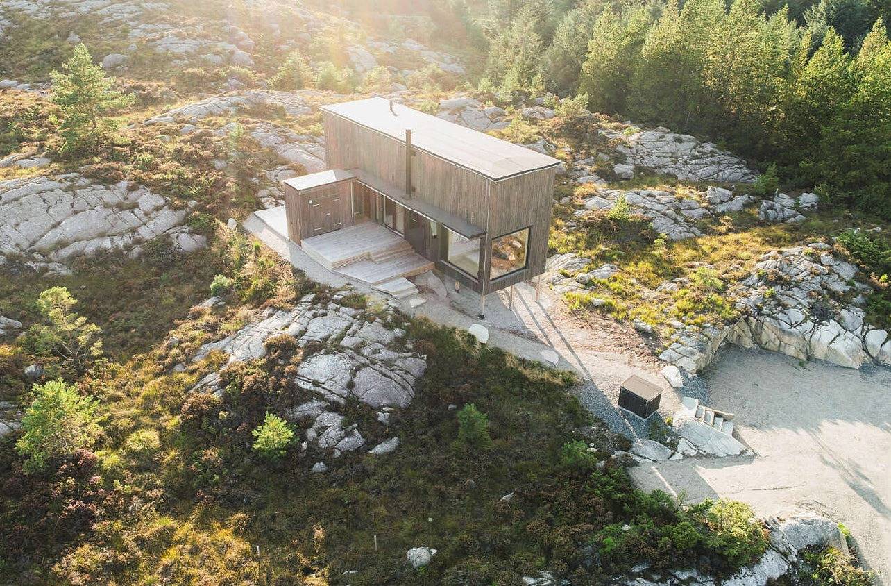 Architektonisch gestaltete Kabine mit Panoramablick in Bømlo