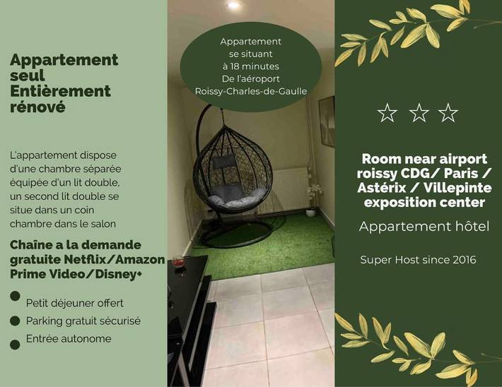 Location de vacances pour 4 personnes, avec Terrasse ainsi que Jardin et Vue à Goussainville