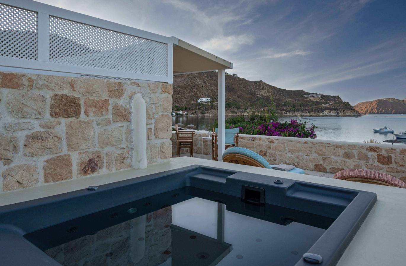 Thrilling Patmos Villa | Celestial Villa | Breathtaking Views of the Crystal-Clear Waters and Sandy Beach | Private Furnished Terrace with Mini Pool/Jacuzzi | Peaceful Outdoor Ambiance | Prime Location in Dodekanes